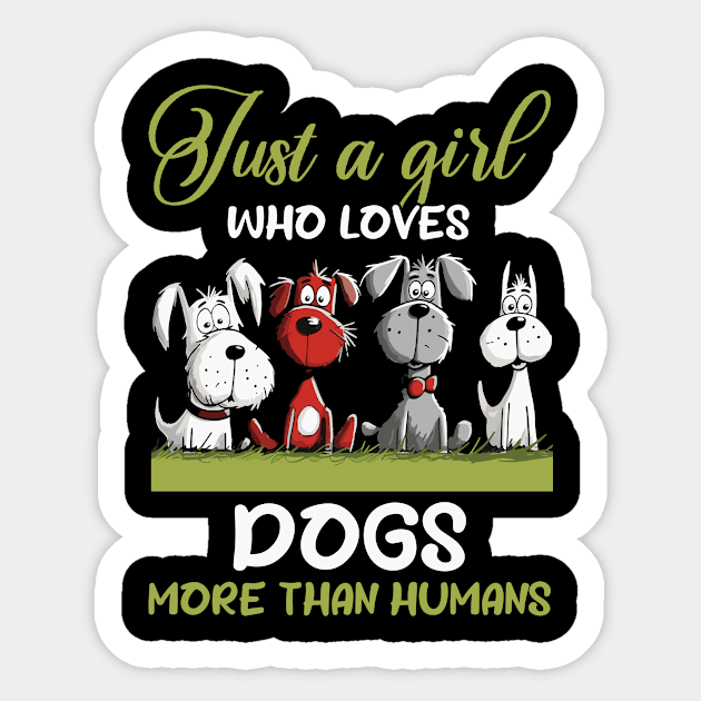 A Girl Loves Dogs More Than Humans Funny Sticker by Happy Solstice